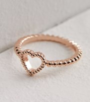 New Look Rose Gold Textured Heart Ring